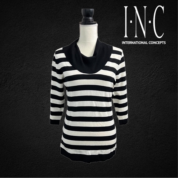 INC International Concepts (NWT) Striped Cowl Neck Sweater Size Large - Picture 1 of 8